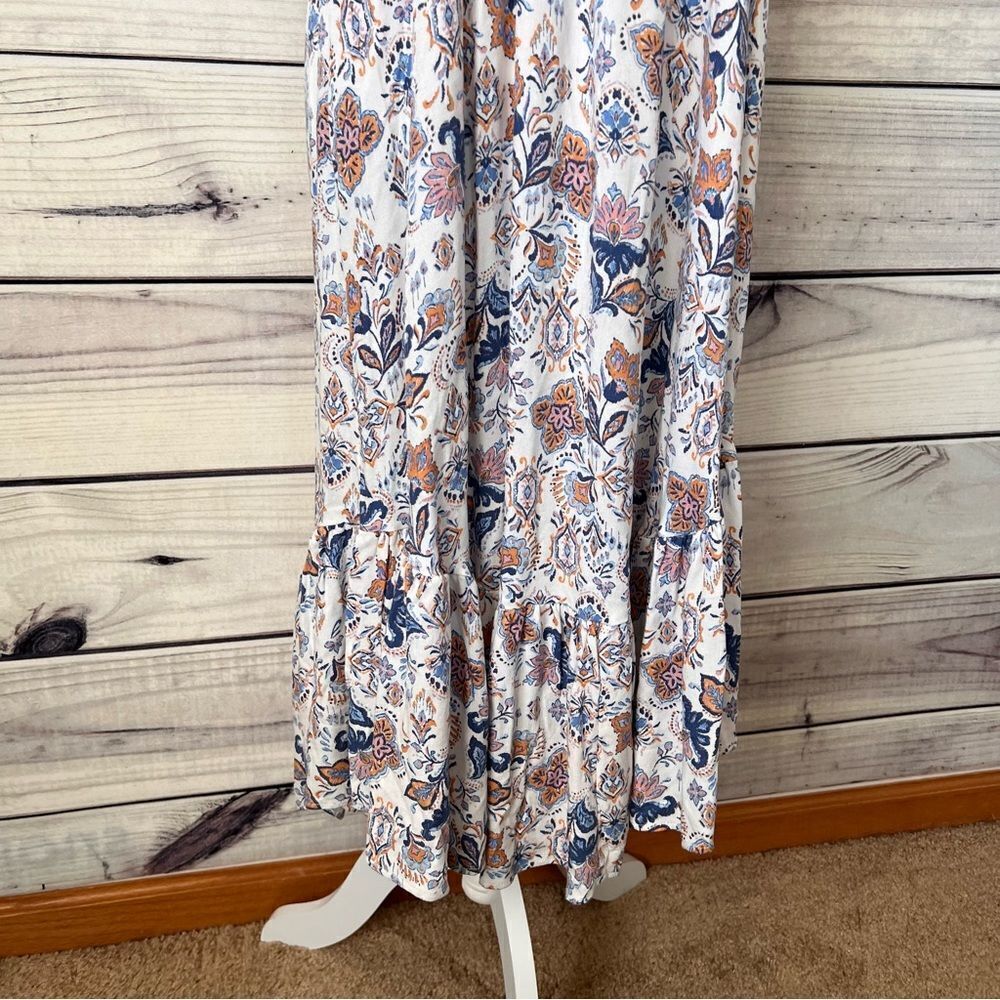 Lucky Brand White Paisley Floral Patterned Cottagecore Maxi Dress - Picture 4 of 11